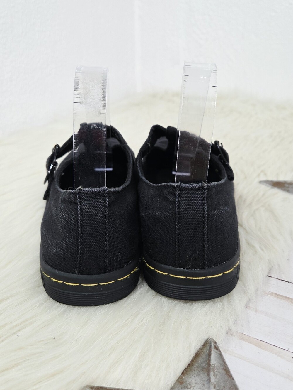 Dr. Martens Women’s Woolwich canvas Mary Jane shoes black buckle Size 8 - Picture 6 of 8